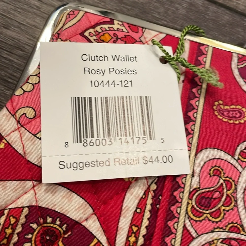 NWT VERA BRADLEY ROSY POSIES CLUTCH WALLET - Picture 2 of 5